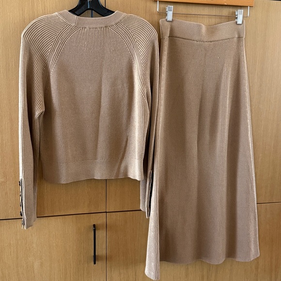 Sezane SAMI JUMPER and NAELLE SKIRT Matching Set Tan Color Womens size Small - Picture 11 of 13